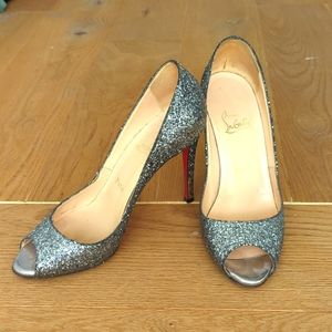 Christian Louboutin Silver sparkly pumps